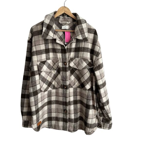 Simply Southern Jackets & Blazers - Simply Southern Shacket Patch Plaid Jacket XL